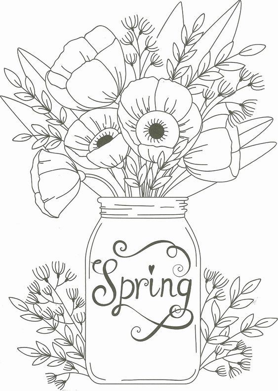 Online coloring book: Flowers in a jar coloring page